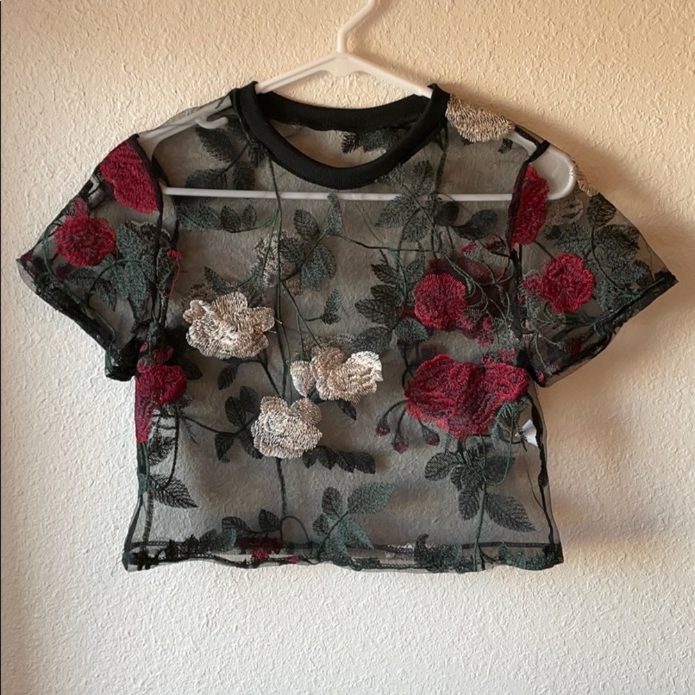 mesh floral crop top